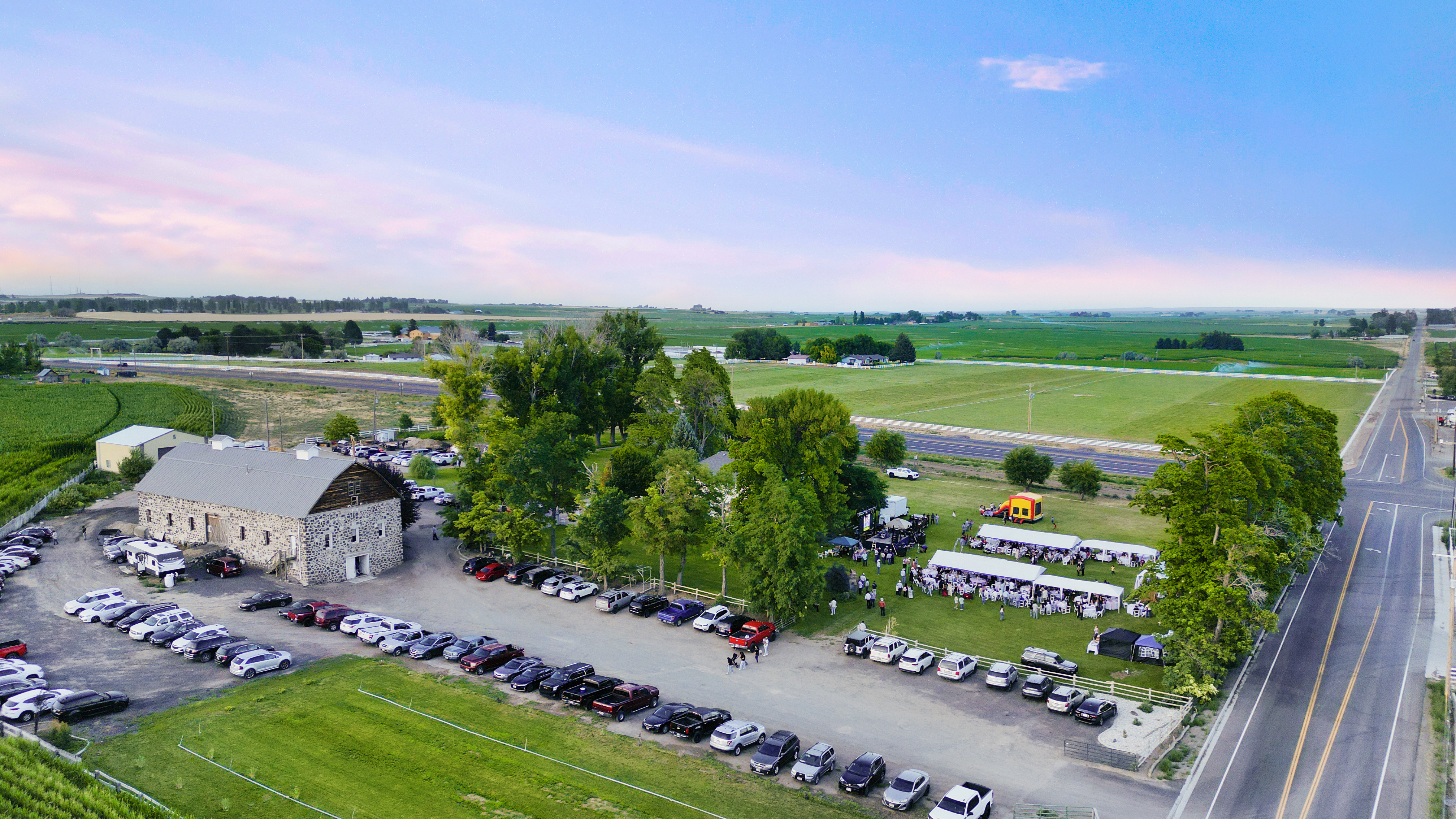 Aerial view of Mountain View Barn property
